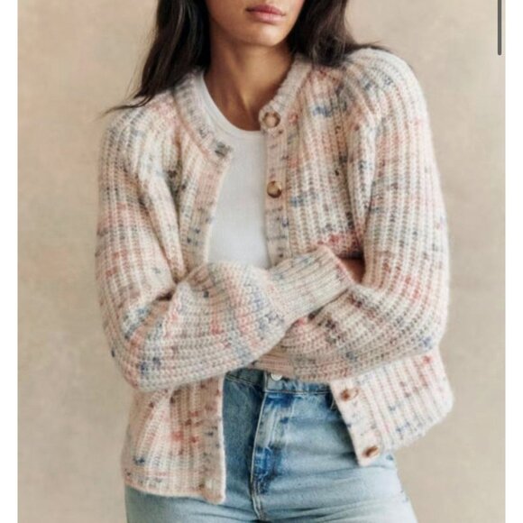 Sezane Sweaters - EUC Sezane Pierre Alpaca Wool Cotton Multicolor Cardigan Ecru XXS